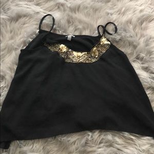 Black tank top with sequence